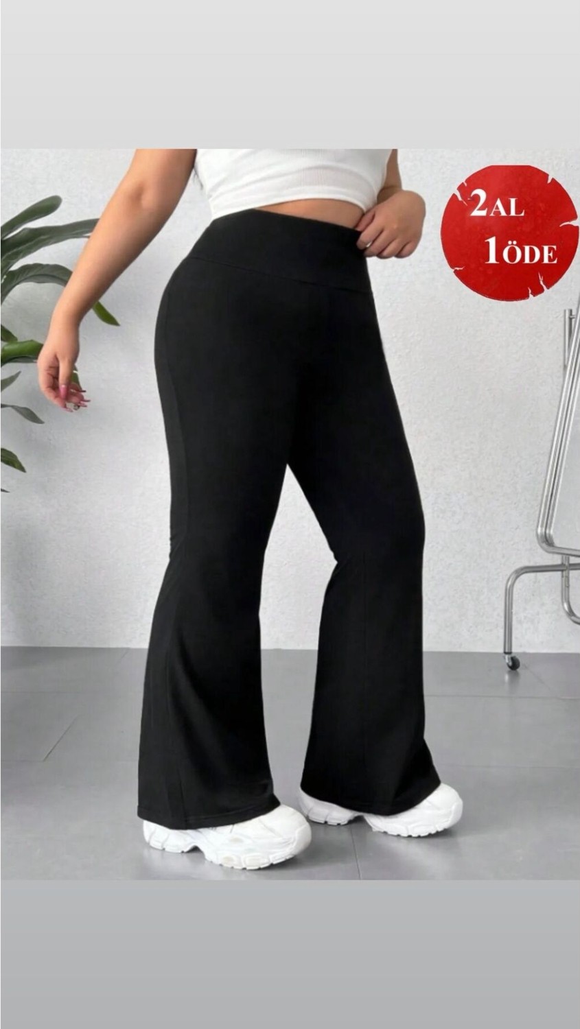 Lesa Wear Büyük Beden Yüksek Bel Toparlayıcı ve Sıkılaştırıcı Ispanyol Paça Tayt, Büyük Beden Spor Tayt