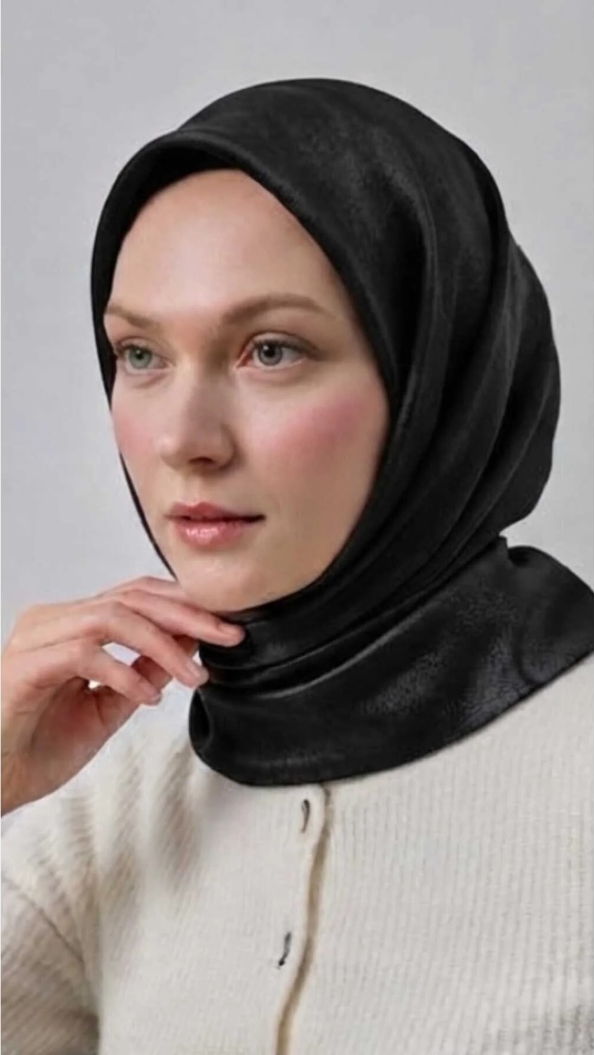 Samara Scarf Kristal Eşarp Parlak Saten Dokulu Tesettür Abiye Eşarp 95X95 cm görsel 6