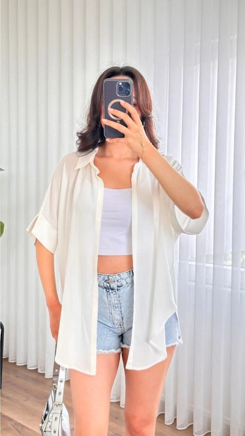 Afili Butik Standart Beden %100 Viskoz Yan Yırtmaçlı Kısa Kollu Kadın Kimono