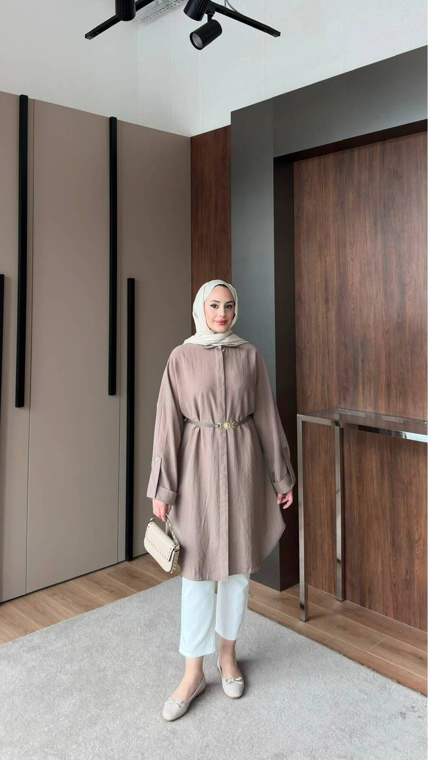 Salisburys Molly Nelly Kadın Kemerli Uzun Kap Tunik