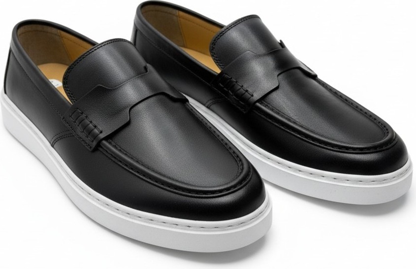 By Barretti Siyah Tek Kemerli Beyaz Taban Loafer görsel 2