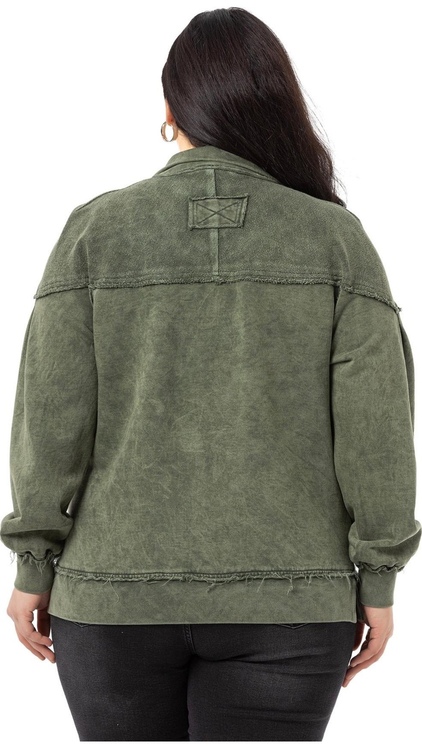Disentis Modest Büyük Beden Pis Dikişli Fermuarlı Yırtmaçlı Parça Boyalı Gri Sweatshirt görsel 8