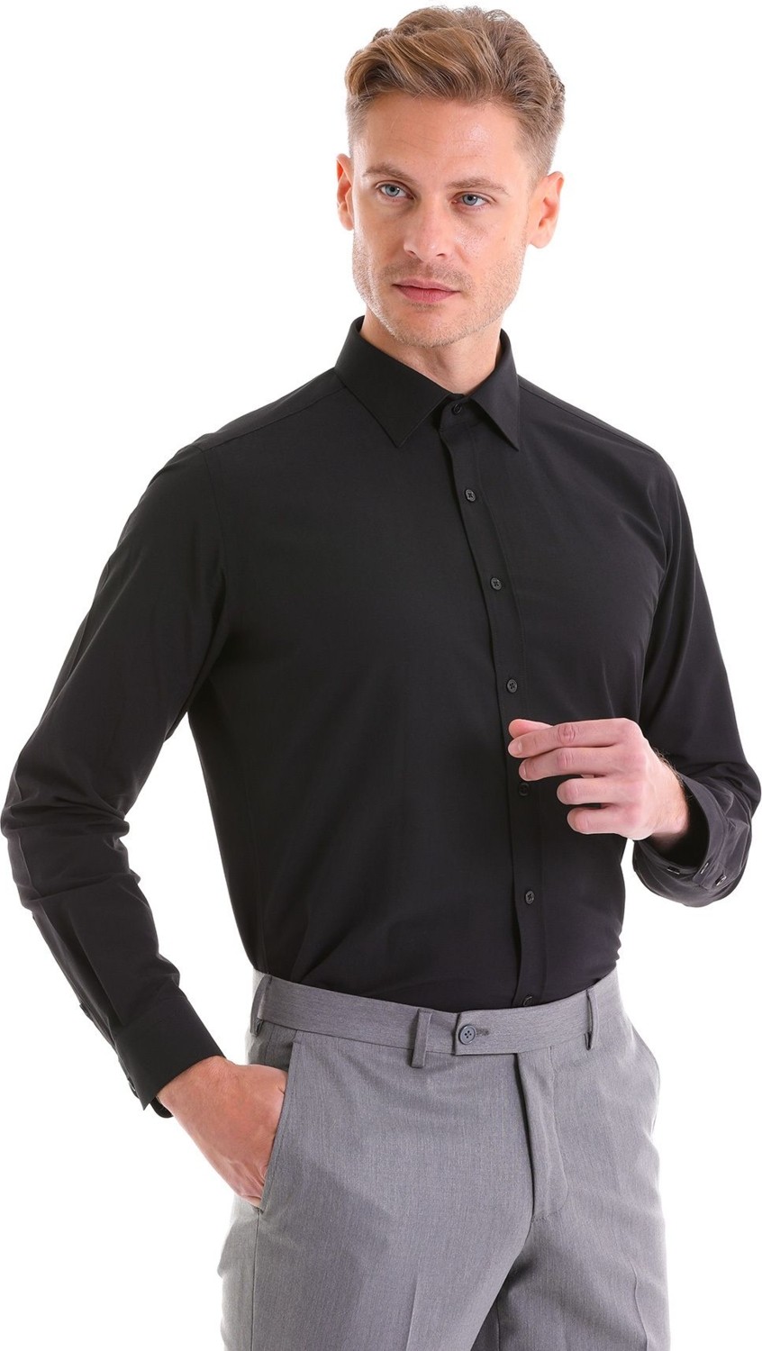 Hatemoğlu Erkek Beyaz Slim Fit Pamuklu Uzun Kollu Gömlek görsel 8