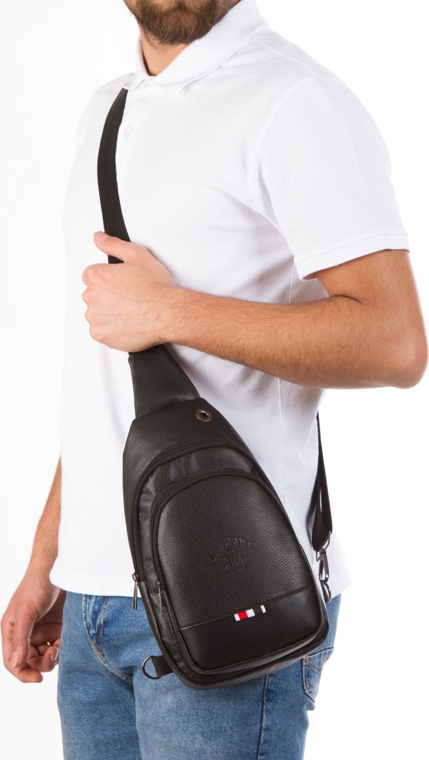 Sannora Bags Unisex Deri Çapraz Askılı Çanta Göğüs Çanta Çift Yönlü Omuz Çanta Kulaklık Çıkışlı Bodybag Günlük görsel 6