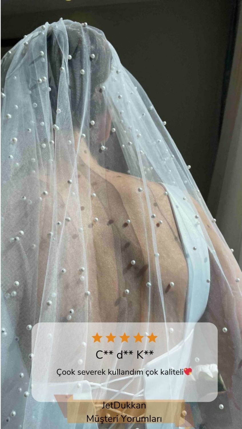 Teknotrust Tekno Trust Taşlı Duvak Elegance Yoğun Incili 2.5 Metre Boy 1.5 Metre En - Gelin, Nikah, Duvağı,tül, Kırık Beya görsel 4