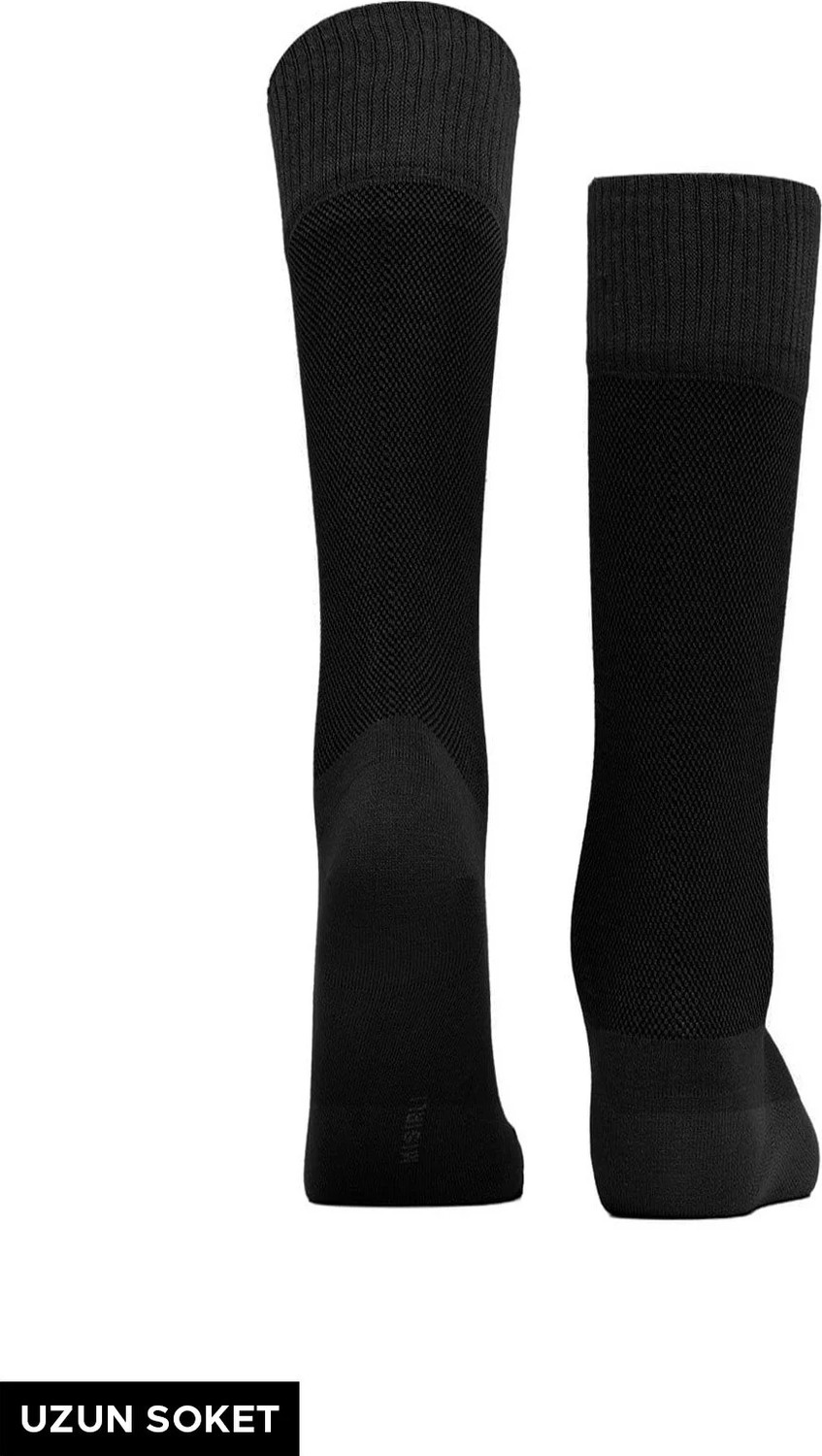 Mısırlı Unisex Bambu 6 Çift Diabetiker Lastiksiz Uzun Soket Çorap Siyah görsel 3