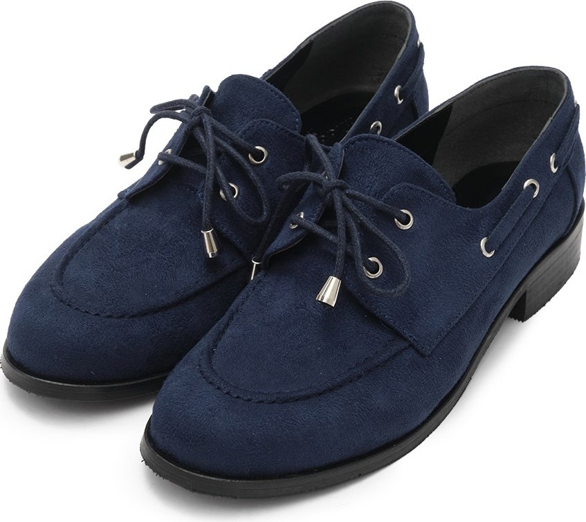 Mio Gusto Lacivert Renk Kuşgözü Detaylı Bağcıklı Kadın Loafer görsel 2