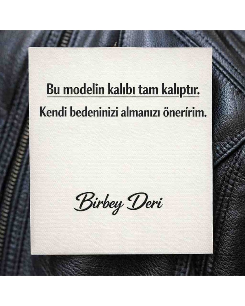 Moda Birbey Siyah Hakiki Kuzu Derisi Fermuarlı Kol ve Omuz Şişme Detaylı Hakiki Deri Mont Ceket görsel 7