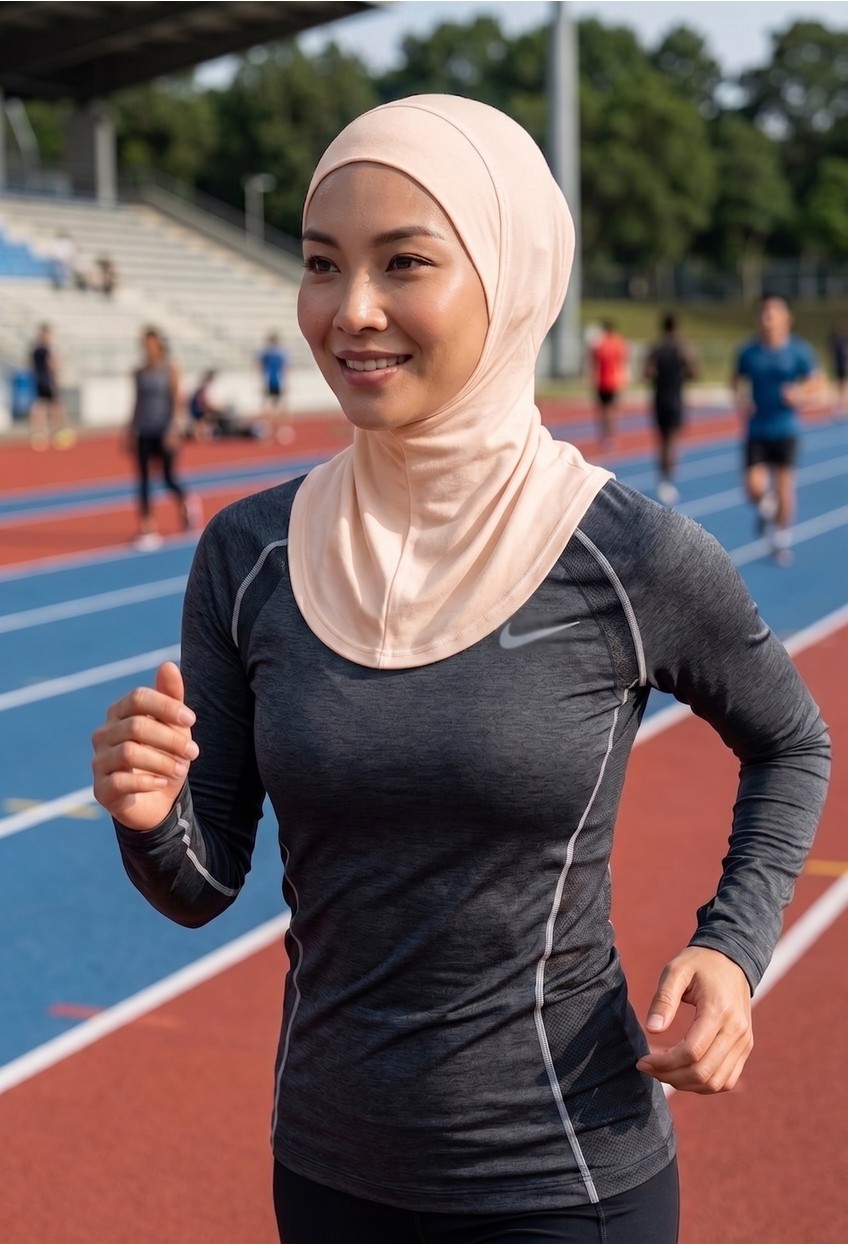 Kadın Premium Spor Tesettür Bone, Nefes Alan, Kaymaz Ninja Bone | Günlük & Spor Kullanım görsel 4