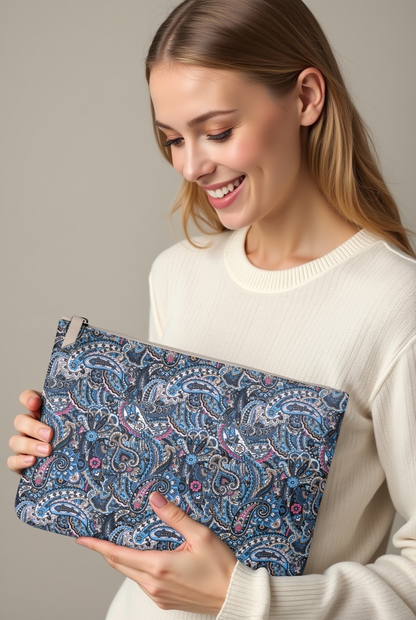 Lizy's Pastel Yelpaze Desenli Clutch Portföy Çanta