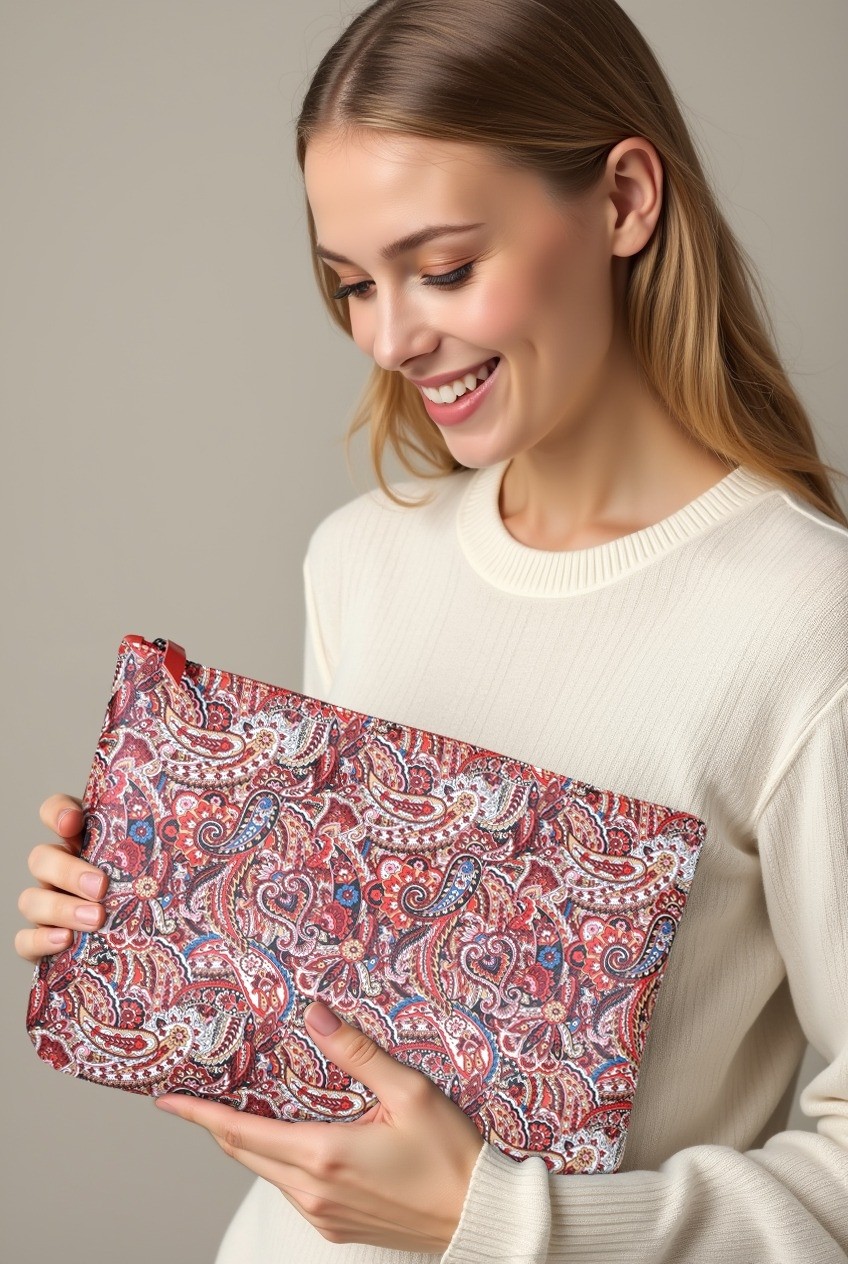 Lizy's Pastel Yelpaze Desenli Clutch Portföy Çanta görsel 2