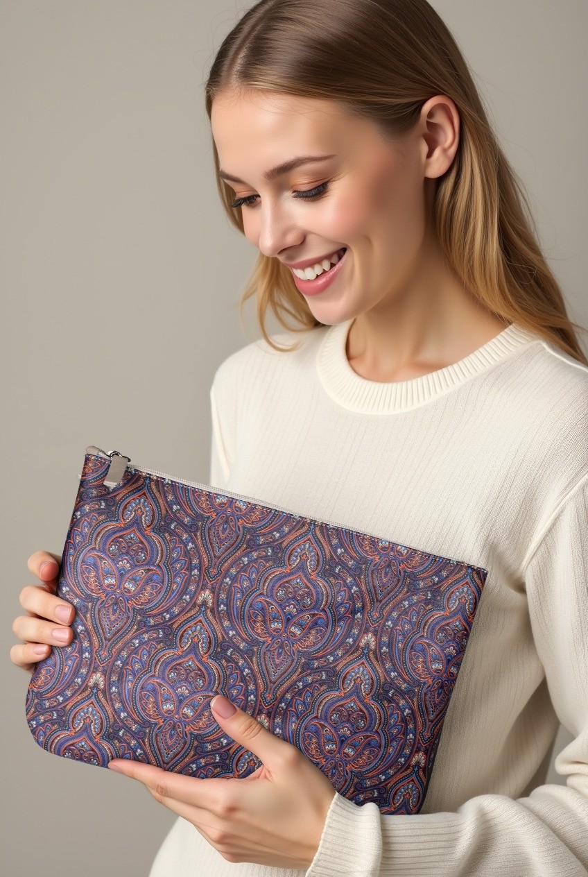 Lizy's Pastel Yelpaze Desenli Clutch Portföy Çanta görsel 3