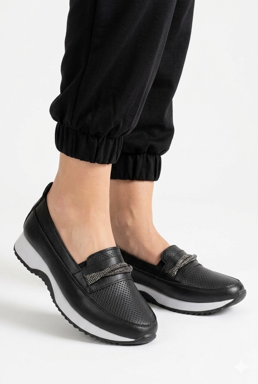Kaof Shoes Kadın Beyaz Günlük Ayakkabı Ortopedik Anne Ayakkabısı Kadın Babet Ayakkabı Spor Casual Ayakkabı DAR KALIPTIR