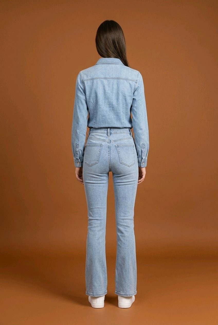Hies İspanyol Paça Likralı Esnek Kumaş Denim Jean Pantolon Siyah Renk görsel 2
