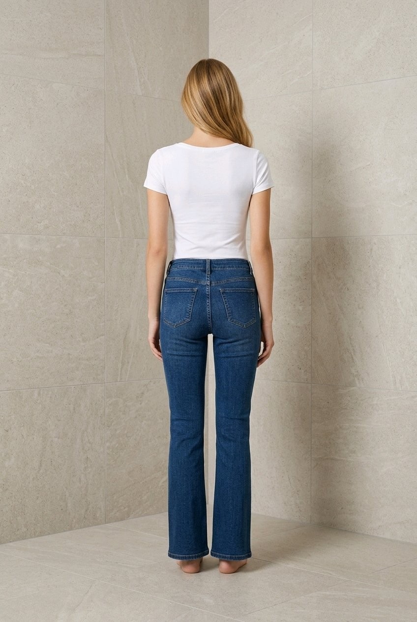 Hies İspanyol Paça Likralı Esnek Kumaş Denim Jean Pantolon Siyah Renk görsel 8