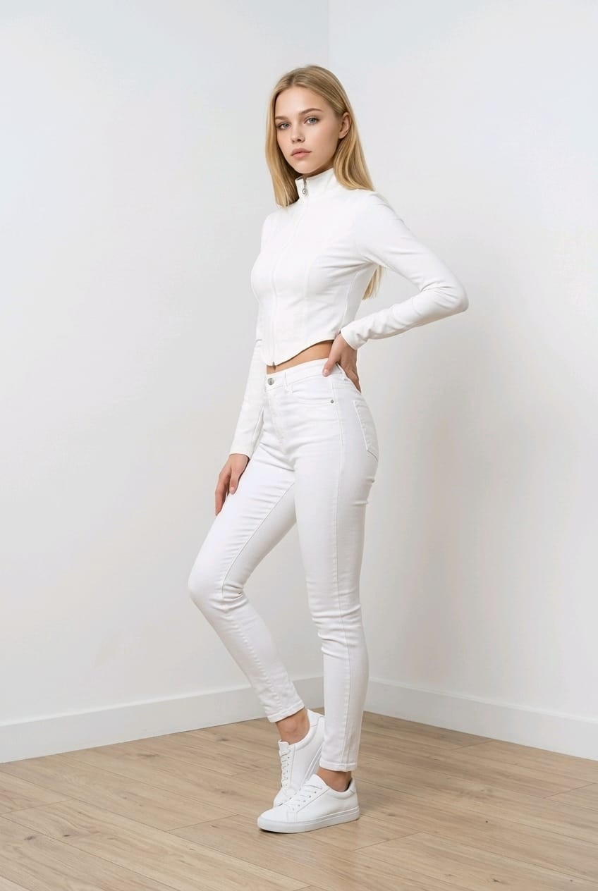 NİVA.ZY Uzun Kollu Fermuarlı Crop görsel 2