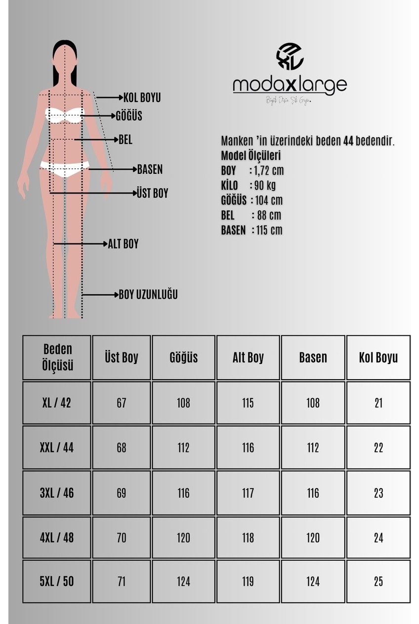 Koza Butik Kadın Büyük Beden Kısa Kollu Yanı Büzgülü Fular Bağlamalı Eşofman Takım 8260-26 görsel 4