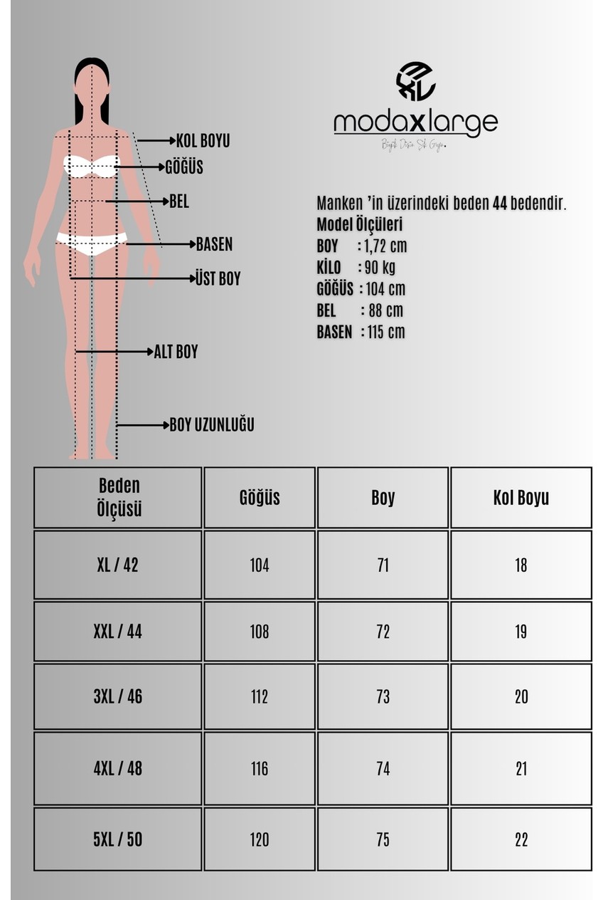 Koza Butik Kadın Büyük Beden Kısa Kollu Yan Düğüm Detaylı Bluz 2039-26 görsel 8
