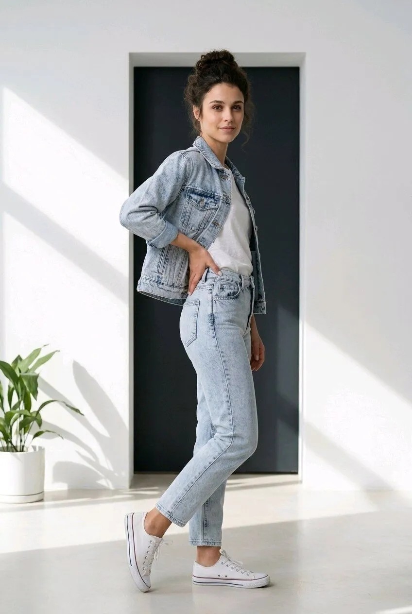Hies Yüksek Bel Bej Likralı Mom Jean görsel 2