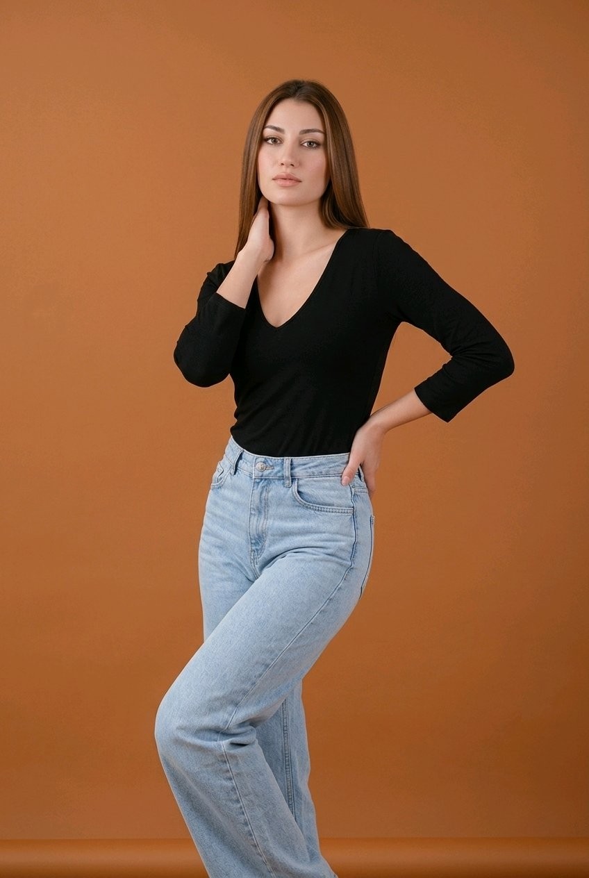 Hies Salaş Palazzo Kot Pantolon - Denim Kumaş Likralı ,Bol Paça Kadın Jeans