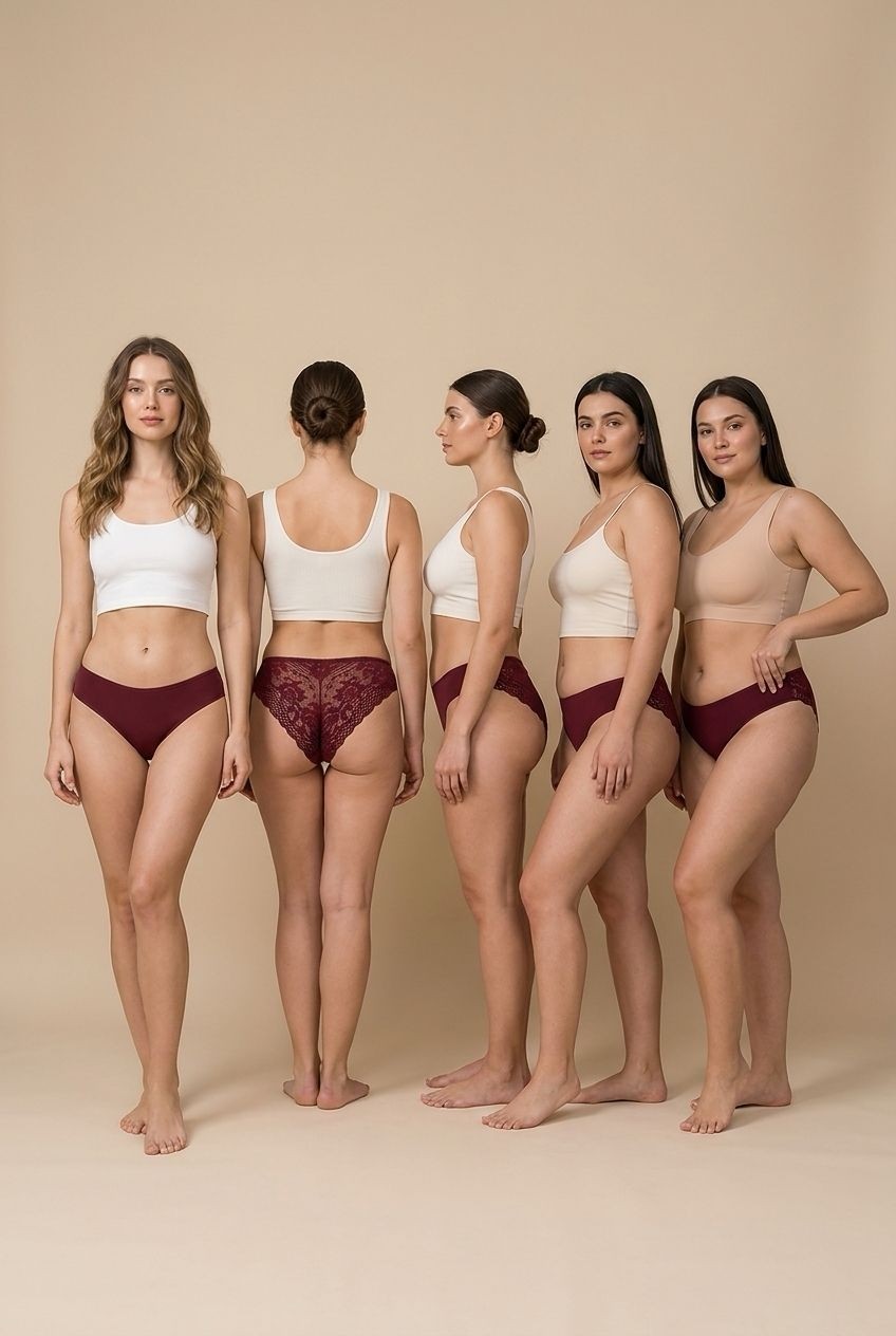 Libella İç Giyim Yeni Sezon Premium Büyük Beden Dantelli Lazer Tül Detaylı Şık Brezilya Külot Bordo 3'lü Paket görsel 3
