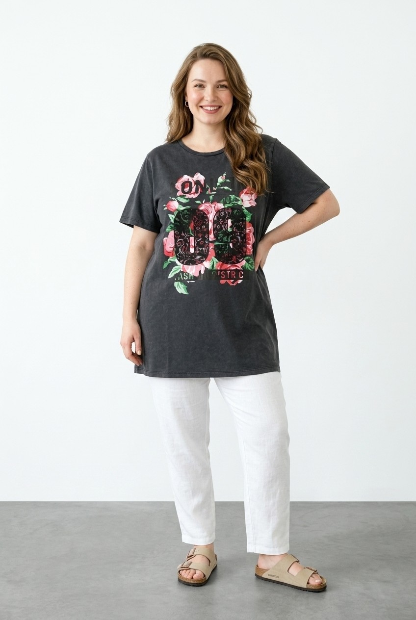 Stil Diva Asit Yıkamalı T-Shirt görsel 2