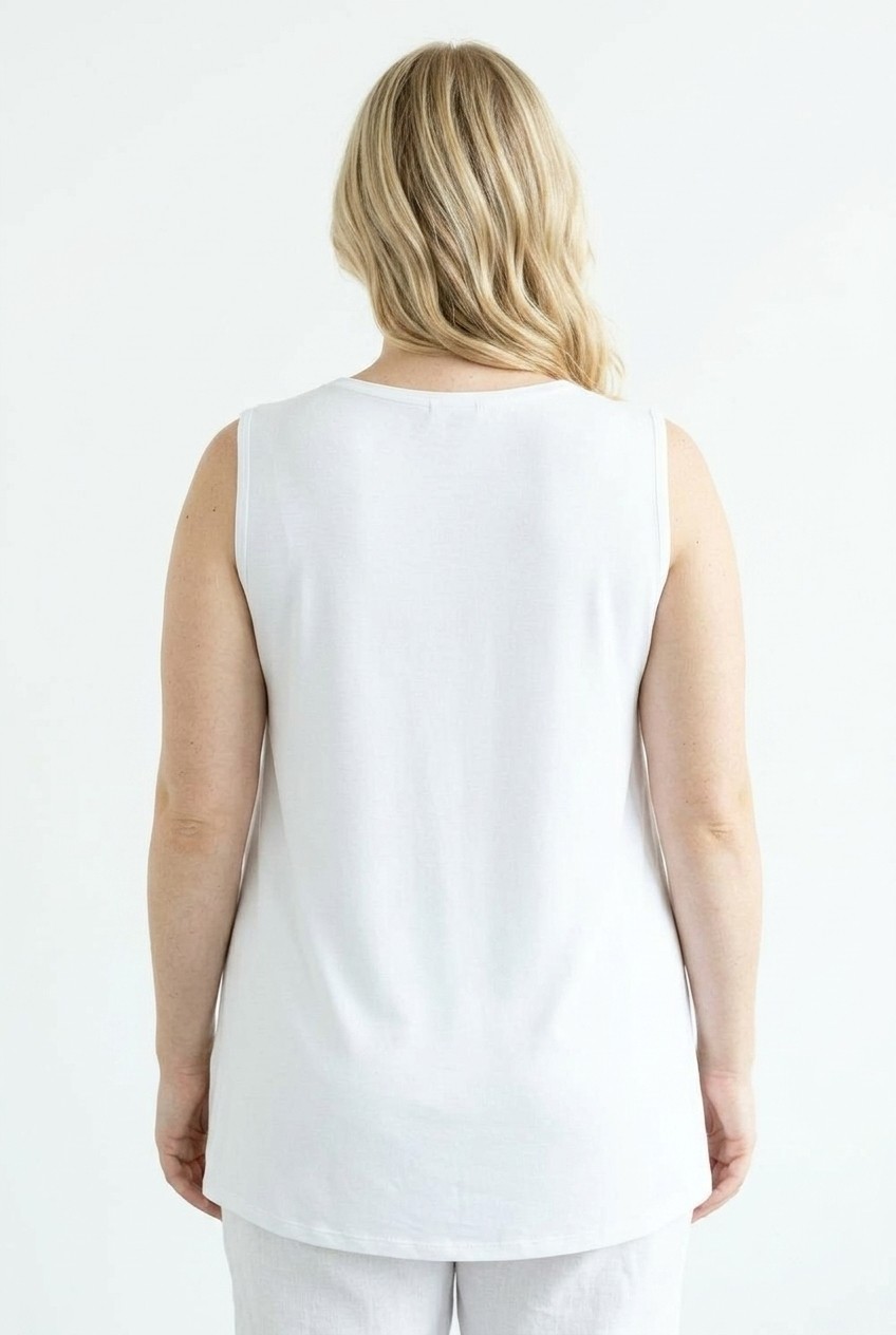 Stil Diva V Yaka Pileli Kolsuz T-Shirt görsel 6