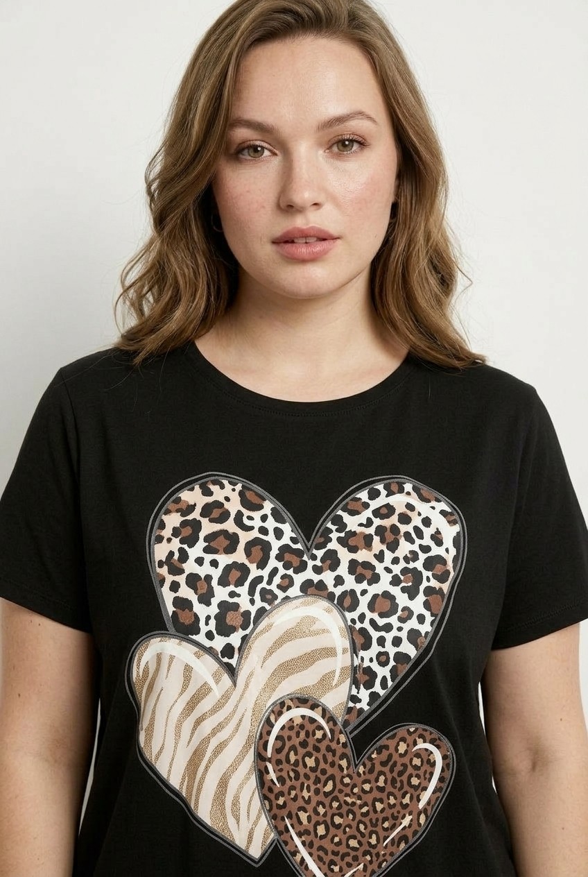 Stil Diva Bisiklet Yaka Kısa Kollu Baskılı Esnek Kumaşlı T-Shirt görsel 2