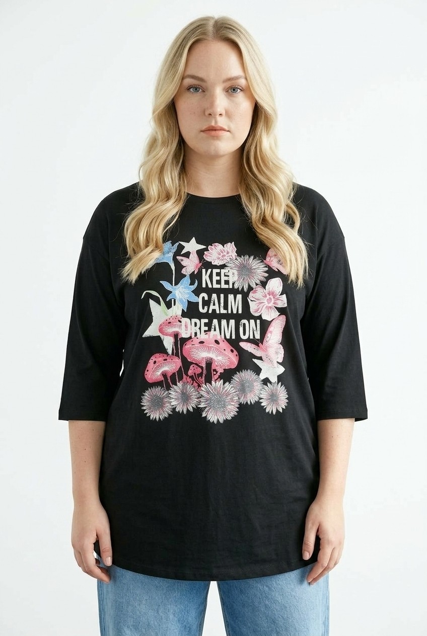 Stil Diva Çiçek Baskılı T-Shirt görsel 2