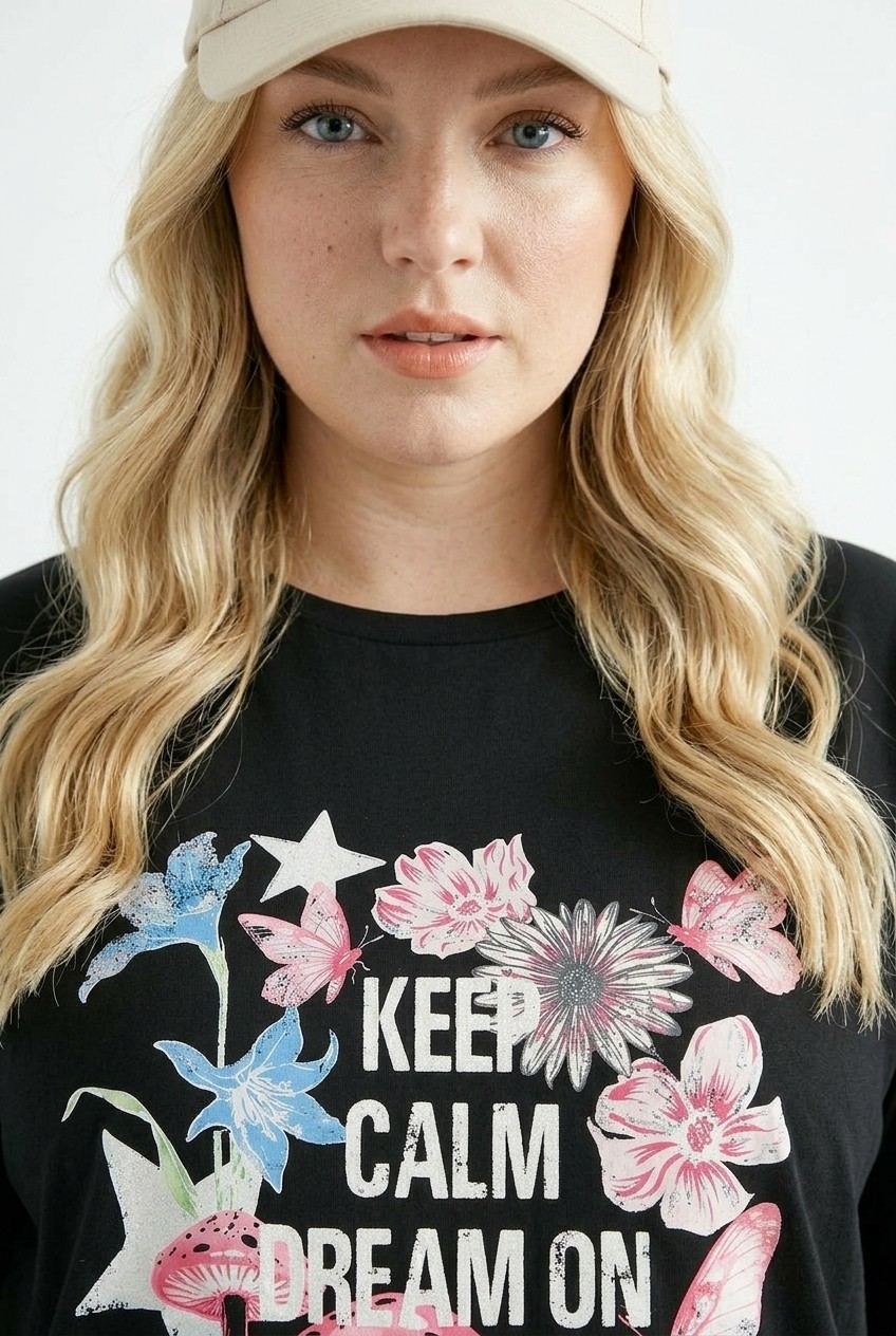 Stil Diva Çiçek Baskılı T-Shirt görsel 4