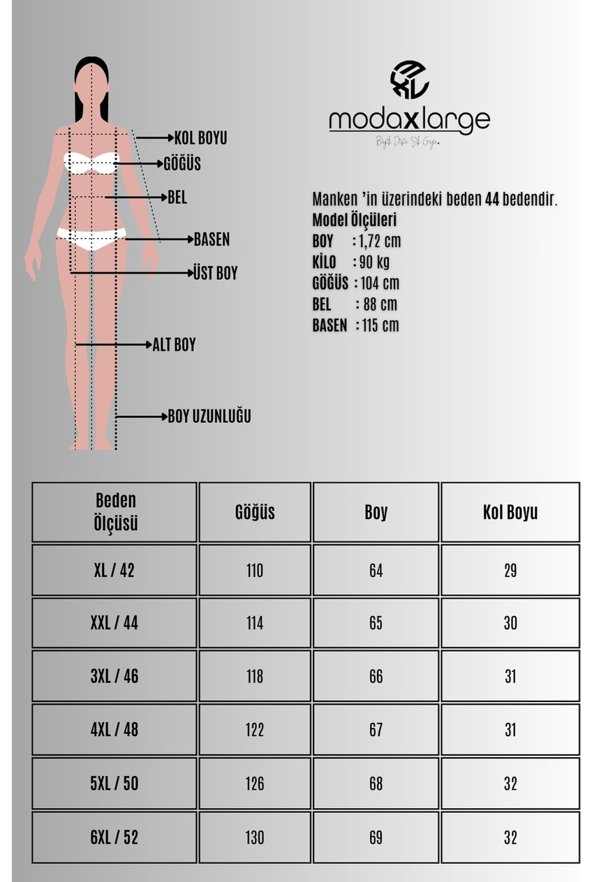 Koza Butik Kadın Büyük Beden Kısa Kollu V Yaka Taş Detaylı Bluz 2051-26 görsel 4