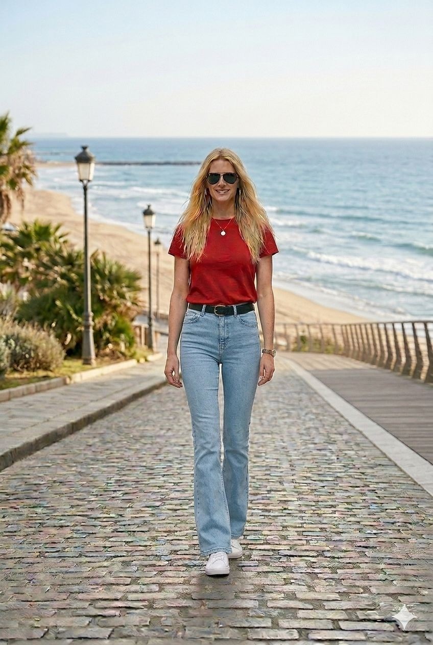 Hies Wide Leg Yüksek Bel Likralı Sağlam Dikişli Palazzo Bayan Kot Jeans - Bej Pantolon görsel 8