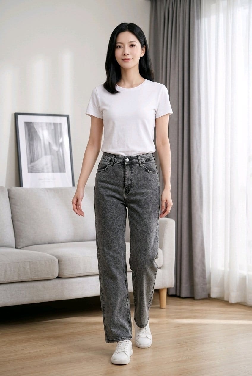 Hies Wide Leg Yüksek Bel Likralı Sağlam Dikişli Palazzo Bayan Kot Jeans - Bej Pantolon