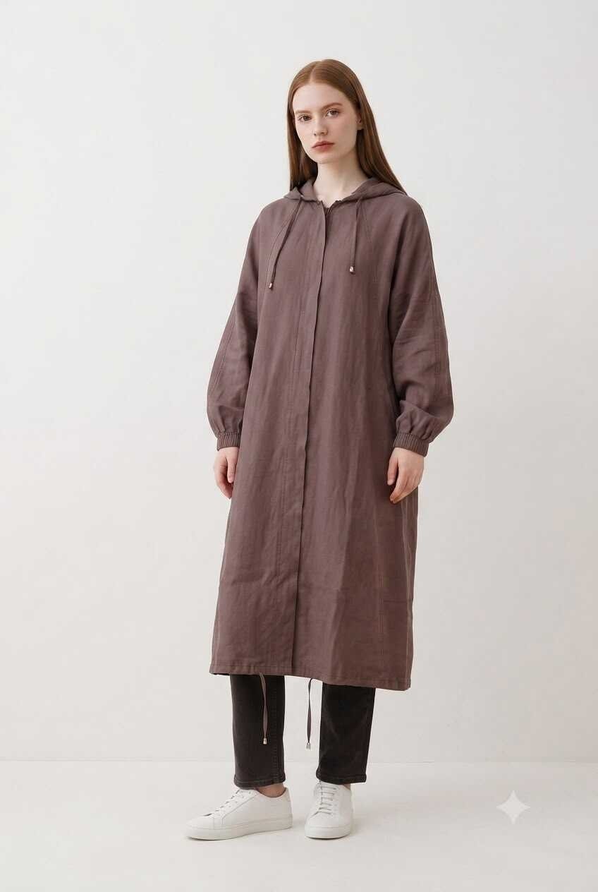 Neways 6465-DENIM Parça Boya Yarasa Tunik Kahve görsel 4