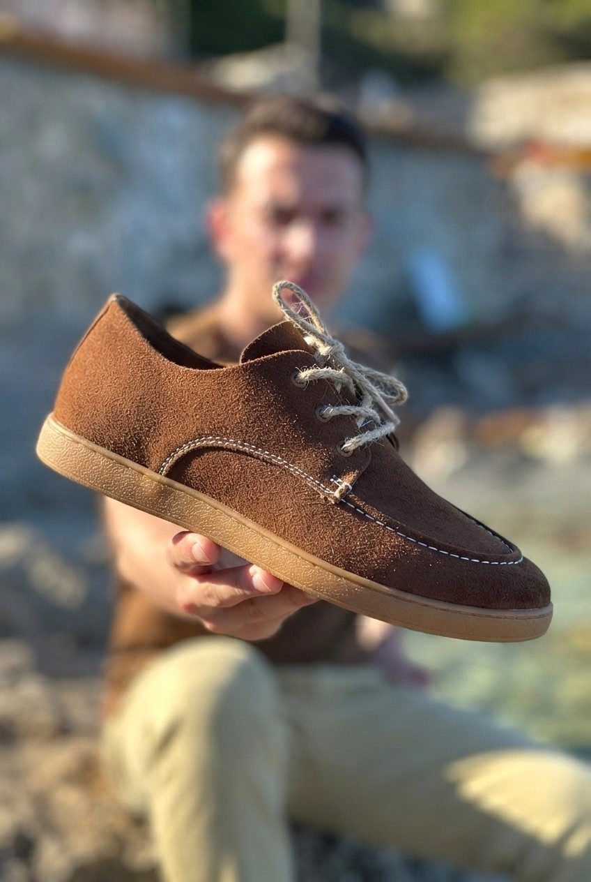 Zerenyus ZRK-X5X Premium Kahve Süet Bağcıklı Günlük Erkek Loafer