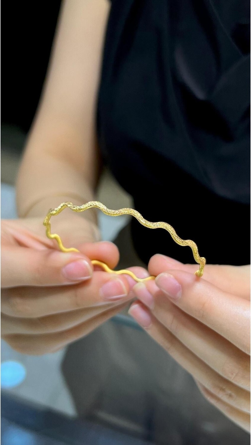 Kuyumcu Nurettin 17 gr (Gram) Yatırımlık Işçiliksiz Simli Zikzak Ajda Bilezik 22 Ayar Altın