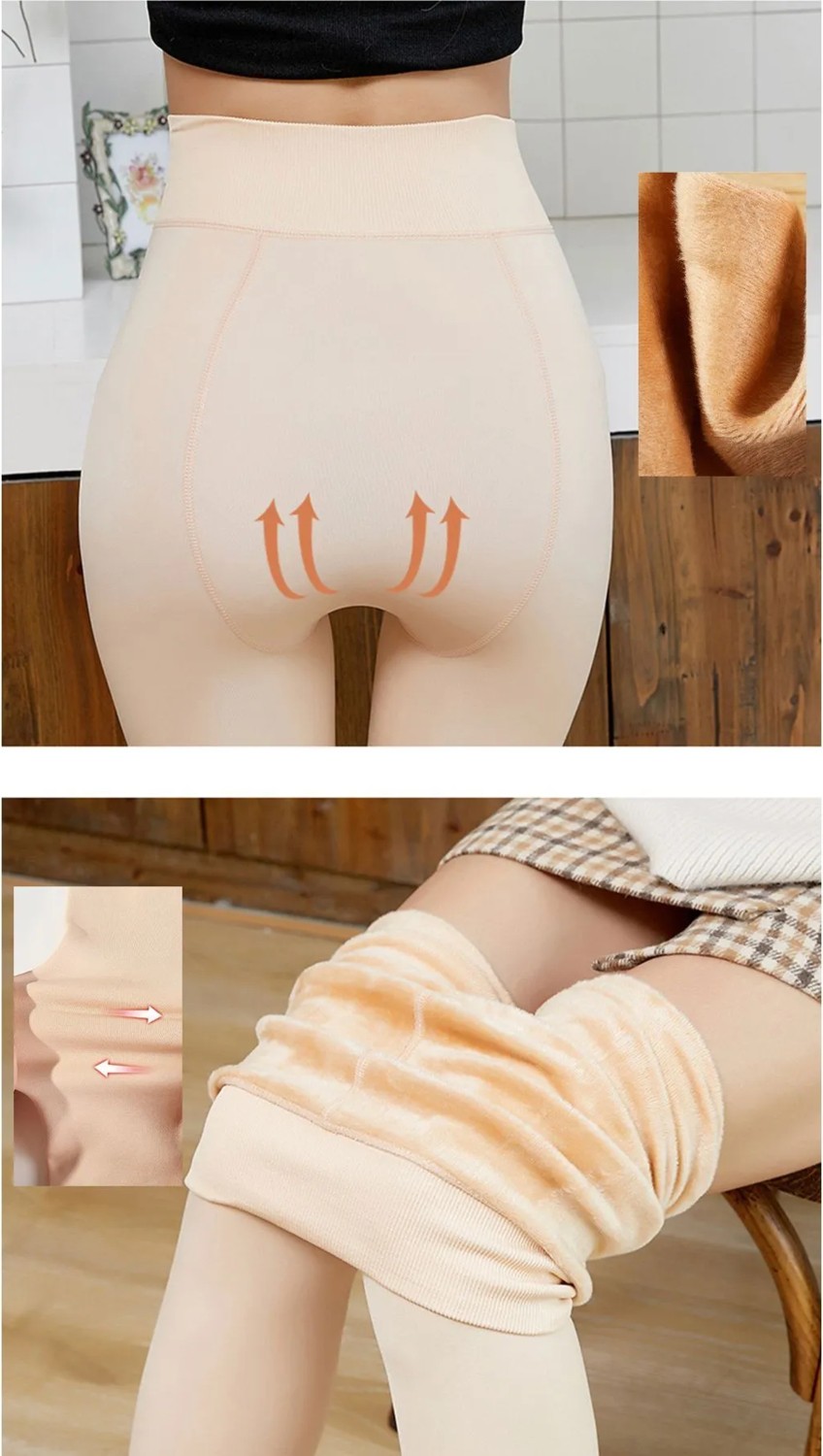 Sweet Sauna Içi Peluşlu Bacak Basen ve Alt Karın Toparlayıcı Kışlık Kadın Korse Peluş Astarlı Kalınlaştırılmış Külotlu Çorap Tayt Bacak Inceltici Orijinal İthal görsel 6