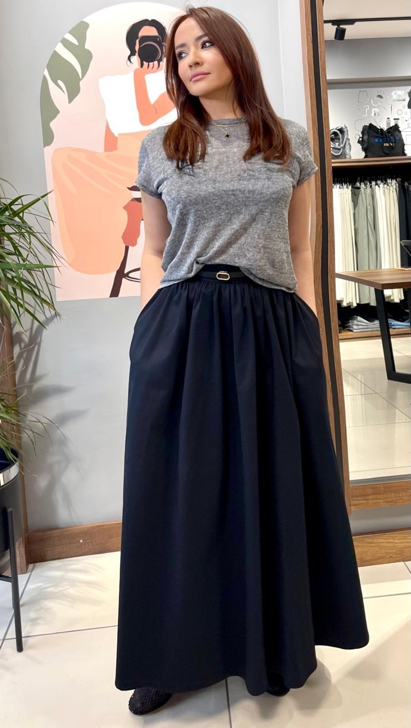 Arzu Özel Moda Atölyesi Mevsimlik Pamuk Gabardin Cepli Uzun Etek. görsel 2