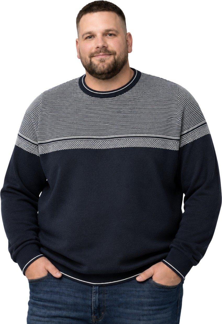 Battal Moda Erkek Büyük Beden Antrasit Bisiklet Yaka Ufuk Triko Kazak 5xl-6xl-7xl-8xl