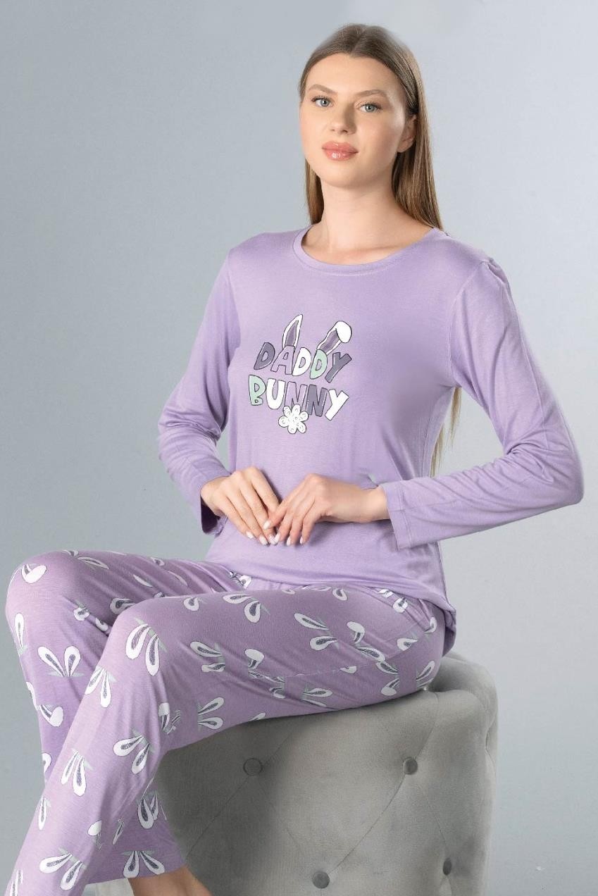 Dowry Mevsimlik Uzun Kol Viskon Pijama Takımı Yumuşak Kumaş Dowry 09-157