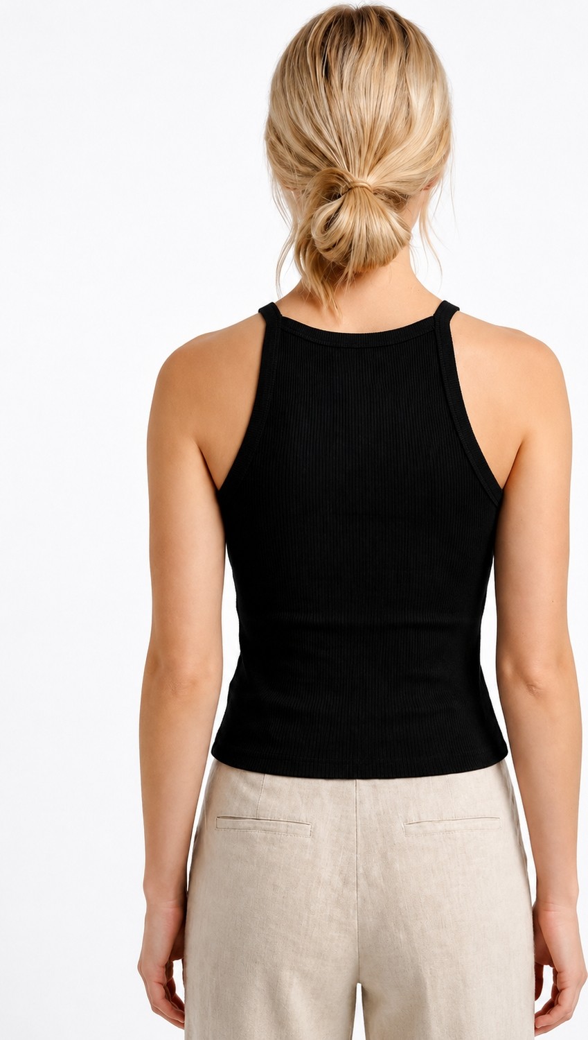 NBB Siyah Halter Yaka Fitilli Seamless Body görsel 3
