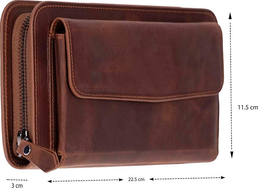 BloominBag Faron Saddle Heritage Telefon Bölmeli Hakiki Deri Unisex Clutch Çanta görsel 6