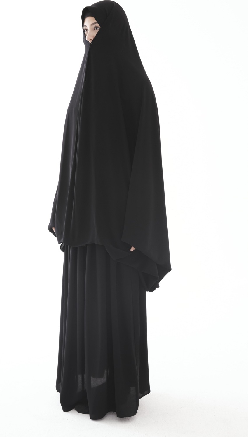Rahatzade Soft Krep Çarşaf iğneli içten Peçeli Model