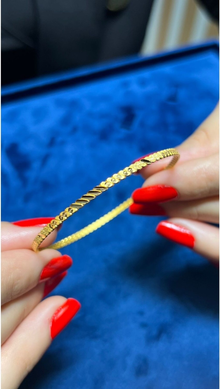 Kuyumcu Nurettin 12 gr (Gram) Yatırımlık Işçiliksiz Noktalı Ikili Burma Bilezik 22 Ayar Altın