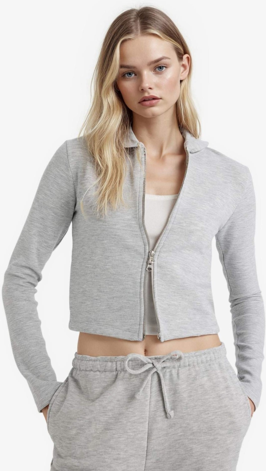 DeFacto Slim Fit Dar Kesim Kapüşonlu Modal Fermuarlı Sweatshirt F7651AX25AU