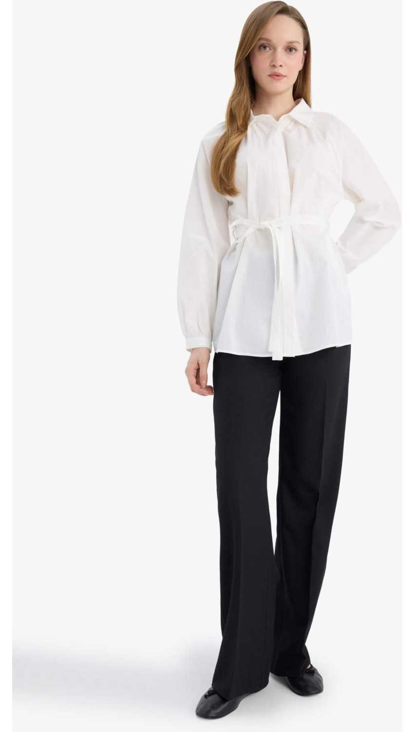 DeFacto %100 Pamuk Relax Fit Poplin Uzun Kollu Kırmızı Tunik G7704AX26SP görsel 2