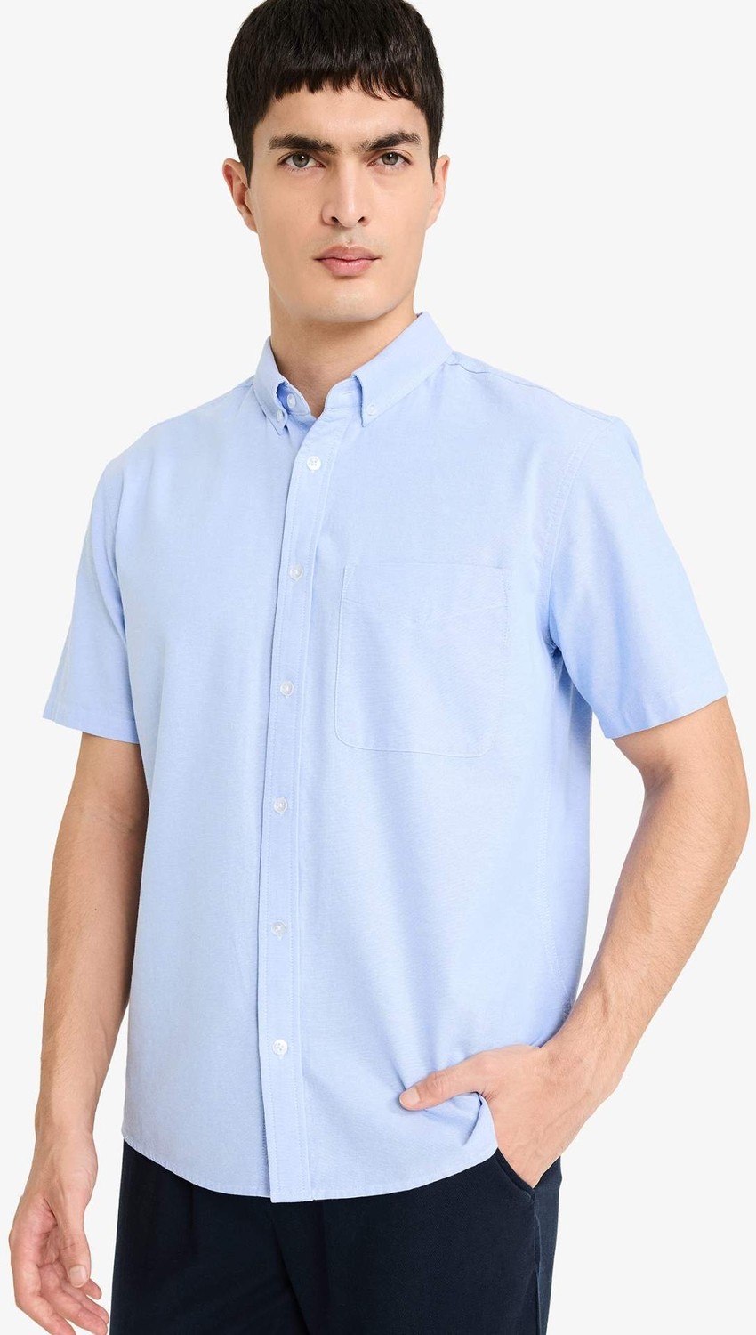 DeFacto %100 Pamuk Regular Fit Oxford Gömlek D7419AX26SP görsel 5