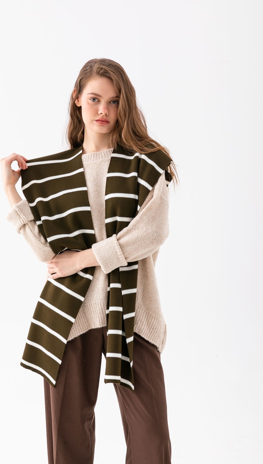 Wega Moda Kare Parçalı Patchwork Atkı - Spor Triko Örme Omuz Atkısı | Unisex Boho Şal - Atkı