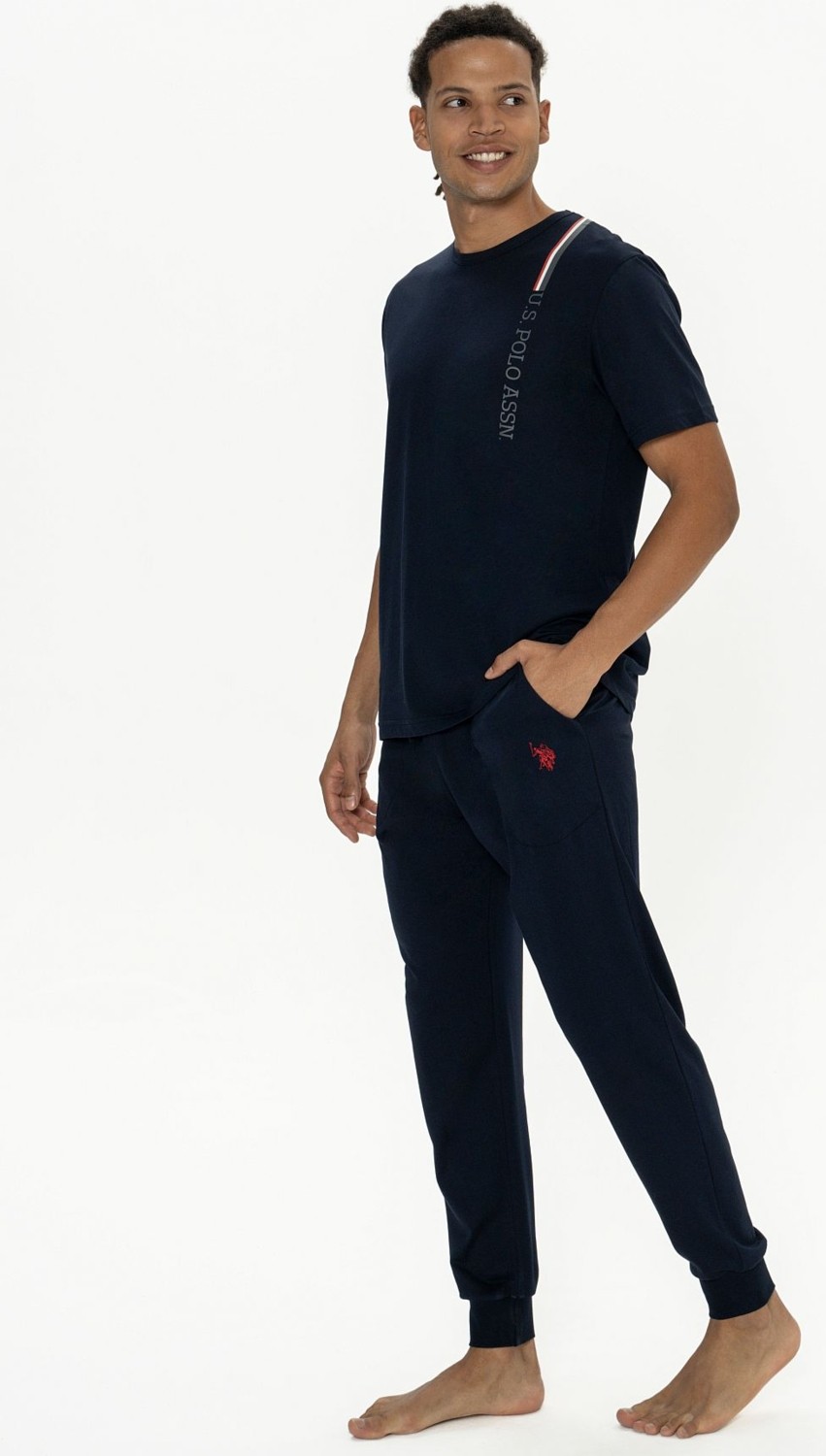 U.S. Polo Assn. 18890 Erkek Kısa Kollu Bisiklet Yaka Paçası Lastikli Pijama Takımı-Lacivert görsel 2