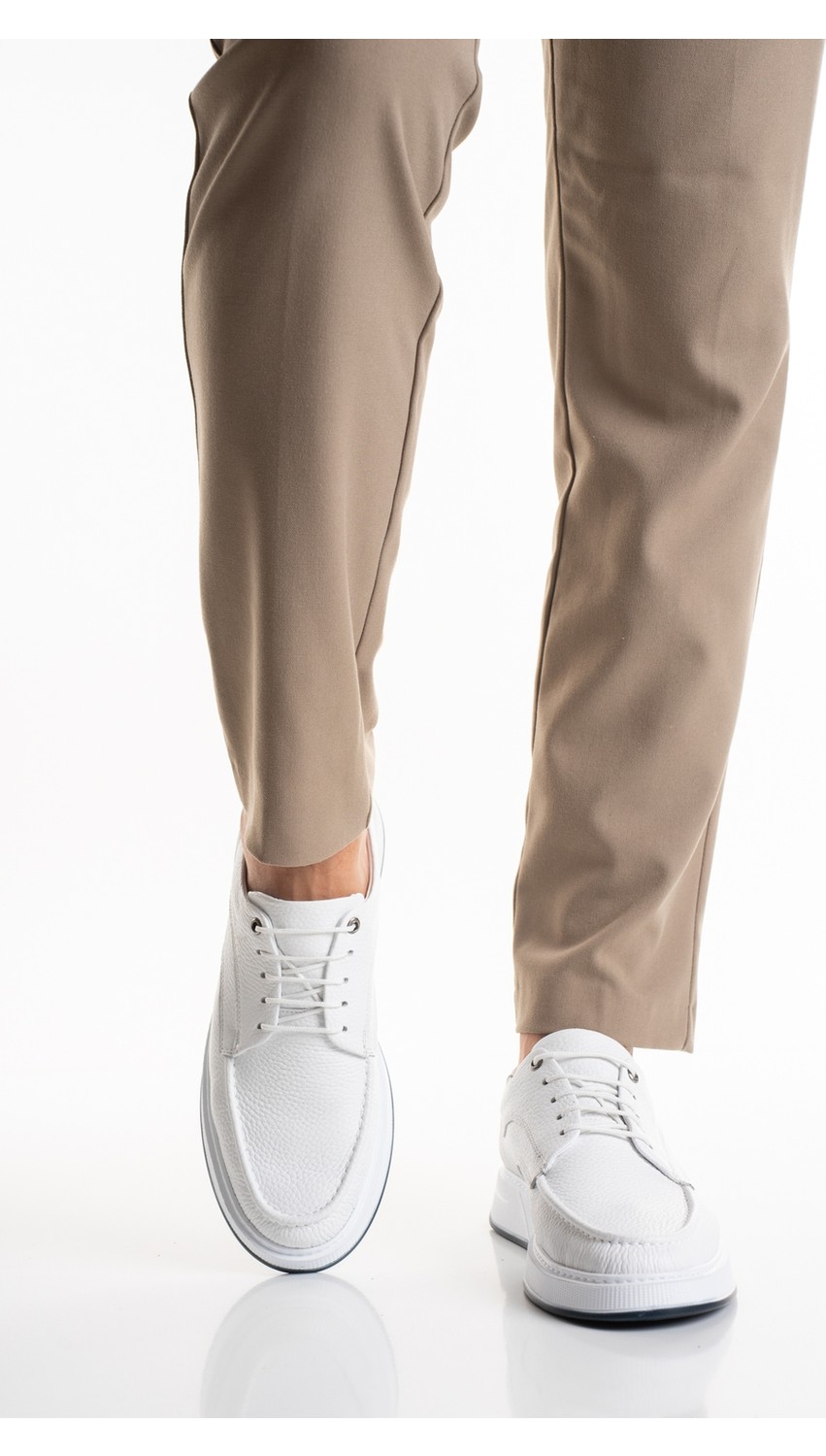 Fame Step Erkek Hakiki Deri Günlük Ayakkabı Modern Casual Kalın Taban Bağcıklı Bologna görsel 6